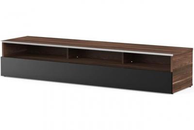 MELICONI Meuble TV 3 niches bois fonc&eacute; et noir Detroit 160 cm