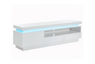 VENTE UNIQUE Meuble TV EMERSON II - 1 porte & 2 tiroirs - MDF laqu&eacute; blanc - LEDs 