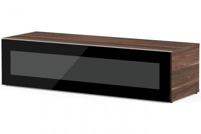 MELICONI Meuble tv verre infrarouge noir et bois fonc&eacute; chicago 160 cm