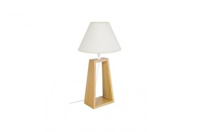 TOSEL MIKELLI - Lampe de chevet colonne bois naturel et &eacute;cru