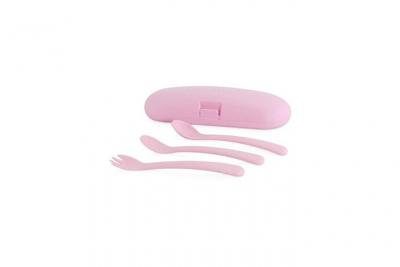  Miniland - set pratique de couverts anatomiques &eacute;volutifs avec housse de protection, picneat rose