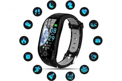 CHRONUS Montre connect&eacute;e F21 IP68 Etanche Fitness Tracker-Gris-