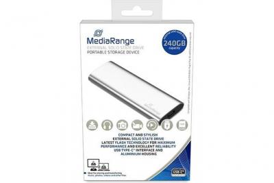 MEDIARANGE  MR1101 Disque Dur SSD Externe 240 Go USB Type C Argent&eacute;