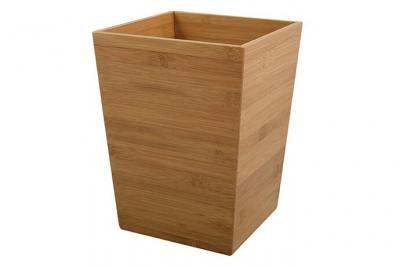 MSV  - Poubelle de salle de bain en bambou laqu&eacute; - 20 x 20 x 26 cm