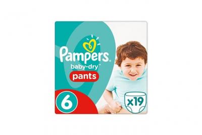 PAMPERS  Couches culottes Baby-Dry, taille 6 : 15+ kg - Le paquet de 19