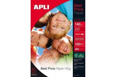 APLI Pochette de 100 feuilles papier photo brillant Best price 140g A4