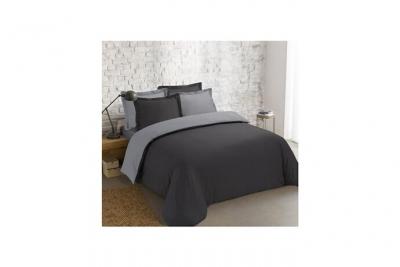 VISION  - Bicolore - Housse De Couette R&eacute;versible 200x200cm Avec 2 Taies 65x65cm