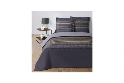 VISION Parure de couette Gaspard 100% Coton - 220x240 cm - Gris anthracite