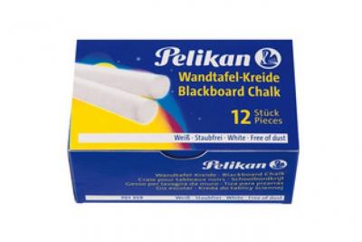 PELIKAN  - craie blanche pour tableaux noirs 755/12, blanche, rond, contenu: 12 crayons dans un &eacute;tui en carton (701359) 