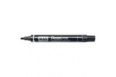 PENTEL Marqueur permanent  N60 - corps m&eacute;tal - pointe biseaut&eacute;e rouge