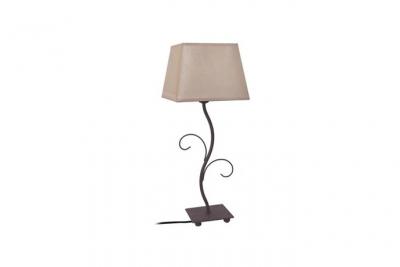 TOSEL PERPETUUM - Lampe de chevet carr&eacute; m&eacute;tal marron or et cr&eacute;me
