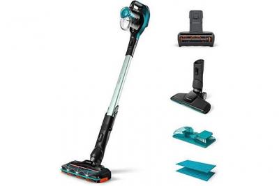 PHILIPS SpeedPro Aqua Aspirateur Balai Sans Fil 80dB 21.6V Filtre Lavable Sans Sac Vert Intense M&eacute;tallis&eacute;