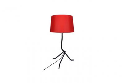 TOSEL  64699 Lampe de chevet tr&eacute;pied m&eacute;tal noir et rouge L 25 P 25 H 48 cm Ampoule E27