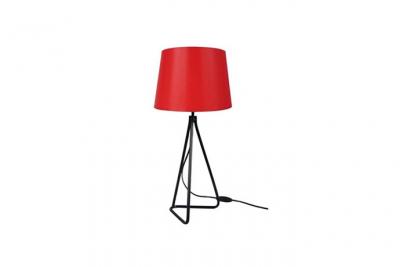TOSEL PIED TRIANGLE - Lampe de chevet tr&eacute;pied m&eacute;tal noir et rouge