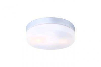 GLOBO Plafonnier alu, argent, opale IP44, D:240, H:65, excl. 2xE27 40W 230V