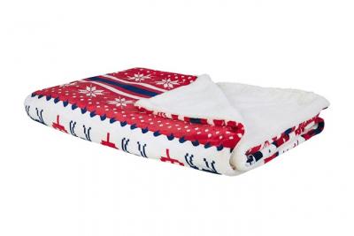 BELIANI Plaid r&eacute;versible rouge et blanc 150 x 200 cm motif no&euml;l reka 233893