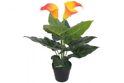 VIDAXL Plante artificielle avec pot Lis Calla 45 cm Rouge et Jaune