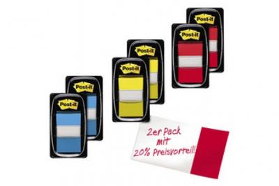 POST IT Post-It Marque-Page Standard 25,4 X 44 Mm Lot De 2 X 50 Rouge/Jaune