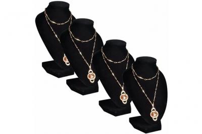 VIDAXL Pr&eacute;sentoir buste d'exposition pour colliers en flanelle 4 pcs 