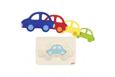GOKI Jigsaw voitures en bois 5 pi&egrave;ces 