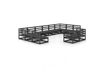 VIDAXL Salon de jardin 12 pcs Bois de pin massif  Noir