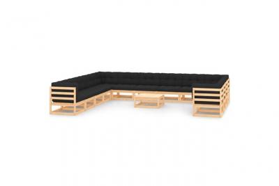 VIDAXL Salon de jardin 14 pcs avec coussins anthracite bois de pin