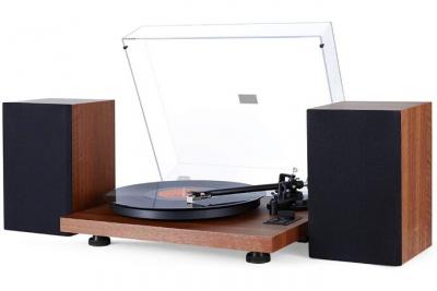 1BYONE Platine Vinyle 1 BY ONE Tourne Disque Wireless avec Syst&egrave;me Hi-FI Int&eacute;gr&eacute; et Enceintes d'Etag&egrave;re 36 Watts, avec Cartouche Magn&eacute;tique 
