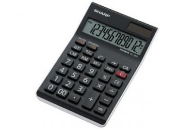 SHARP  Tischrechner EL-124 TWH, Solar-/ Batteriebetrieb