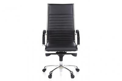 Si&egrave;ge de bureau / Fauteuil de direction PARMA 20, cuir noir, chrom&eacute;