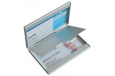 SIGEL Etui &agrave; cartes  - en aluminium, 2 compartiments, jusqu'a 15 cartes chacun - L9,2 x H1 x P6,3 cm