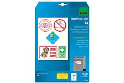 SIGEL InkJet Film IF140 - Auto-adh&eacute;sif - 150 microm&egrave;tres - opaque - A4 (210 x 297 mm) 10 feuille(s) film