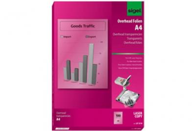 SIGEL - film pour imprimante laser / photocopieurs noir/blanc, A4 transparent, 50f 