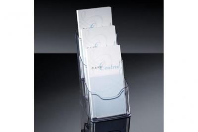 SIGEL  pr&eacute;sentoir brochures de table, acrylique, DL, avec 3 
