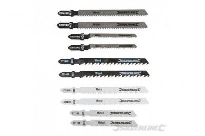 SILVERLINE Ensemble de 10 lames de scie sauteuse bois m&eacute;tal 