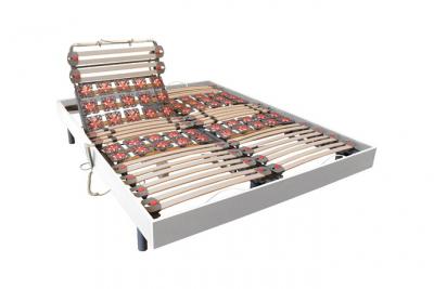 VENTE UNIQUE Sommier &eacute;lectrique de relaxation d&eacute;co lattes et 2x25 plots - 2 x 80 x 200 cm - Blanc - CISERANO de YSMEE