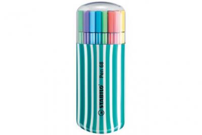 STABILO  Pen 68 &eacute;tui Zebrui Turquoise de 20 feutres pointe moyenne coloris assortis