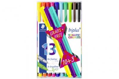 STAEDTLER  Fineliner triplus, 10 + 3 GRATUIT dans l'&eacute;tui 