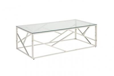 Vente-unique - Table Basse Athena - Verre tremp&eacute; et Acier - Chrom&eacute;