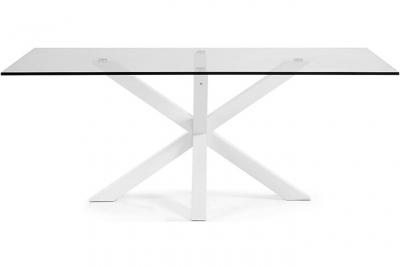 Table de salle &agrave; manger Arya table verre/blanc 160 x 90 cm