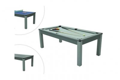 VENTE UNIQUE Table transformable - Billard & Ping-pong BALTHAZAR - 213*112*81.5cm - Gris