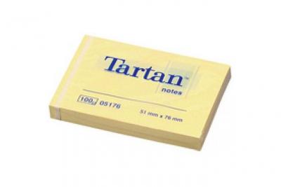 3M Notes Tartan - Bloc de 100 feuilles repositionnables 76x76mm Jaune 