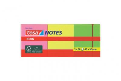 TESA  Neon Bloc-Notes Repositionnables 75 X 75 Mm Tricolore