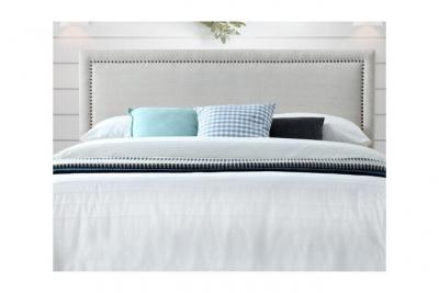 VENTE UNIQUE T&ecirc;te de lit finition clout&eacute;e ALVISE - Tissu effet lin - 170 cm - Beige