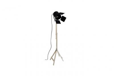 TOSEL BOLLYWOOD - lampadaire liseuse articul&eacute; bois naturel et noir