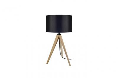 TOSEL IDUN - Lampe de chevet tr&eacute;pied bois naturel et noir