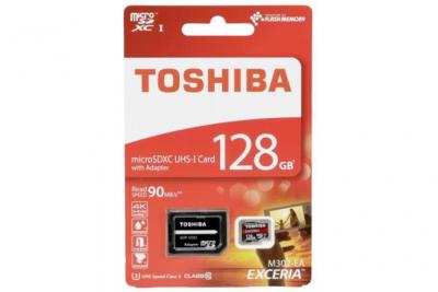 TOSHIBA  EXCERIA M302 128Go carte m&eacute;moire Micro SD de 90 Mo / s 4K - THN-M302R1280EA