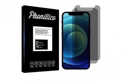 PHONILLICO Verre Tremp&eacute; Noir Anti Espion pour iPhone 12 PRO MAX (6,7) [Pack 2]