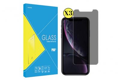 PHONILLICO Verre Trempe pour iPhone XR [Pack 3] Film Noir Anti Espion Vitre Protection Ecran []