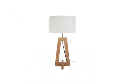 TOSEL VILI - Lampe de chevet colonne bois naturel et &eacute;cru