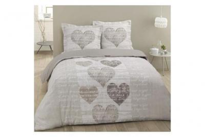VISION  Parure De Couette Alice - 100% Coton - 1 Housse De Couette 240 X 260 Cm + 2 Taies D'oreiller 65 X 65 Cm - Beige